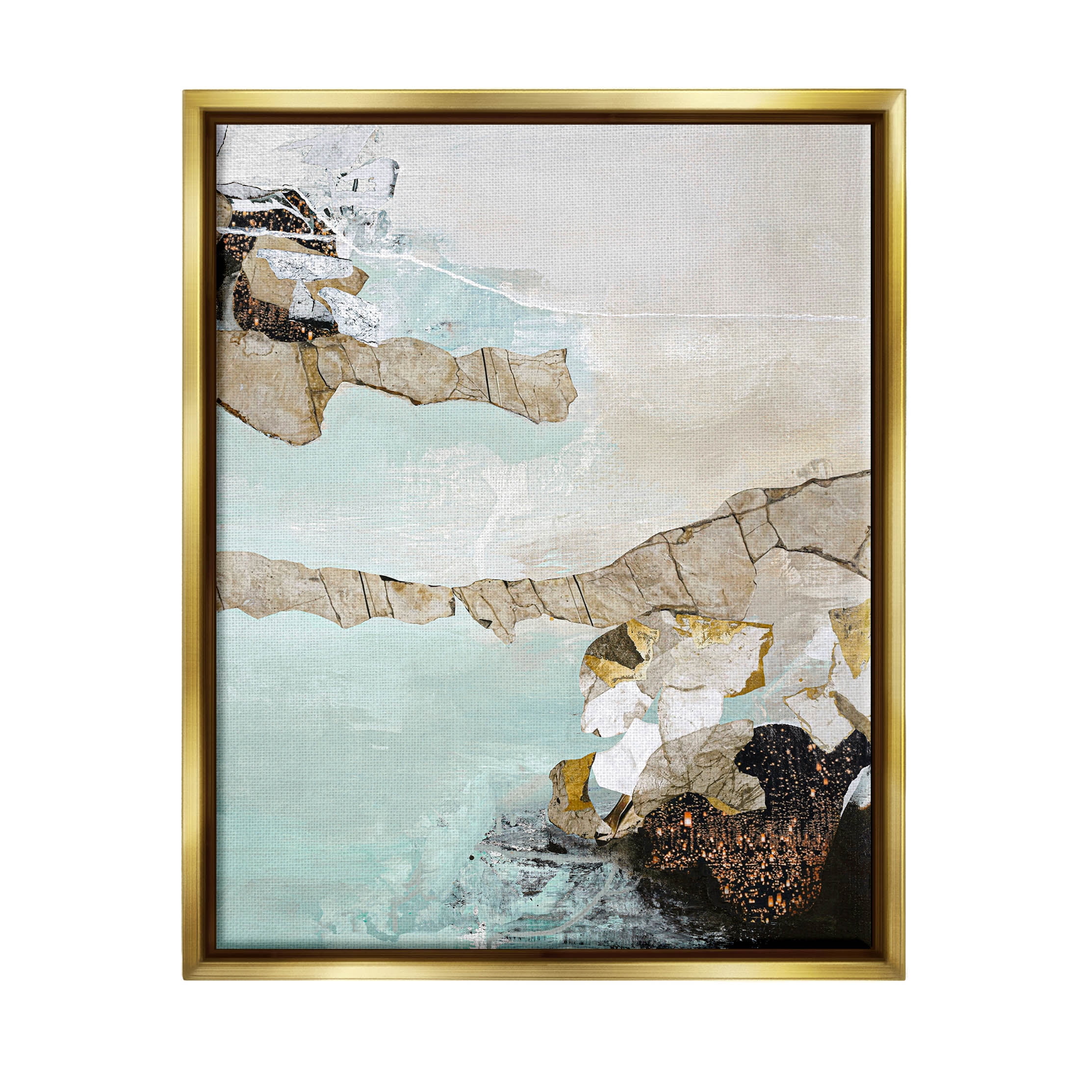 Abstract Beach Shoreline Scenery Abstract Graphic Art Metallic Gold Framed Art Print Wall Art