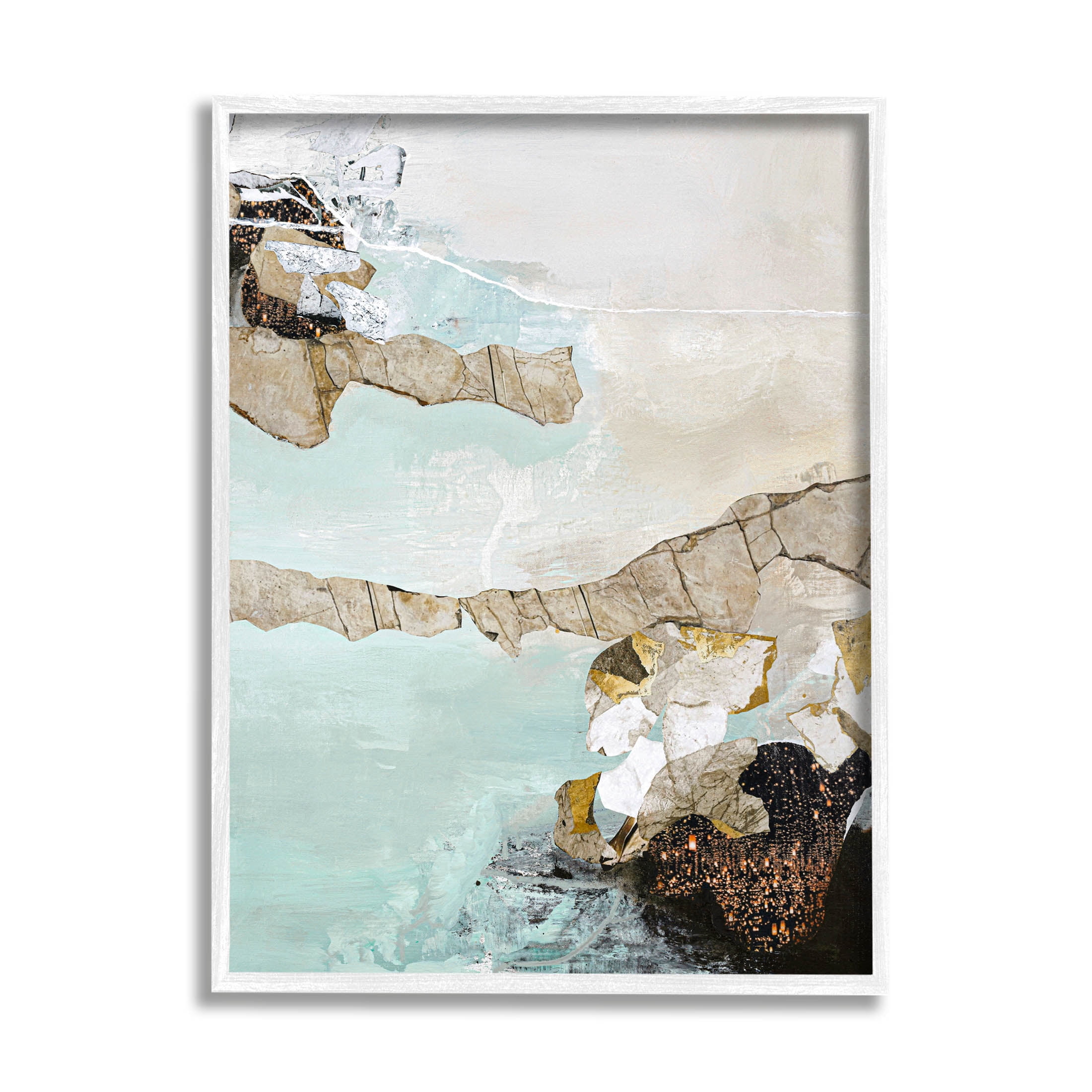 Abstract Beach Shoreline Scenery Abstract Graphic Art White Framed Art Print Wall Art