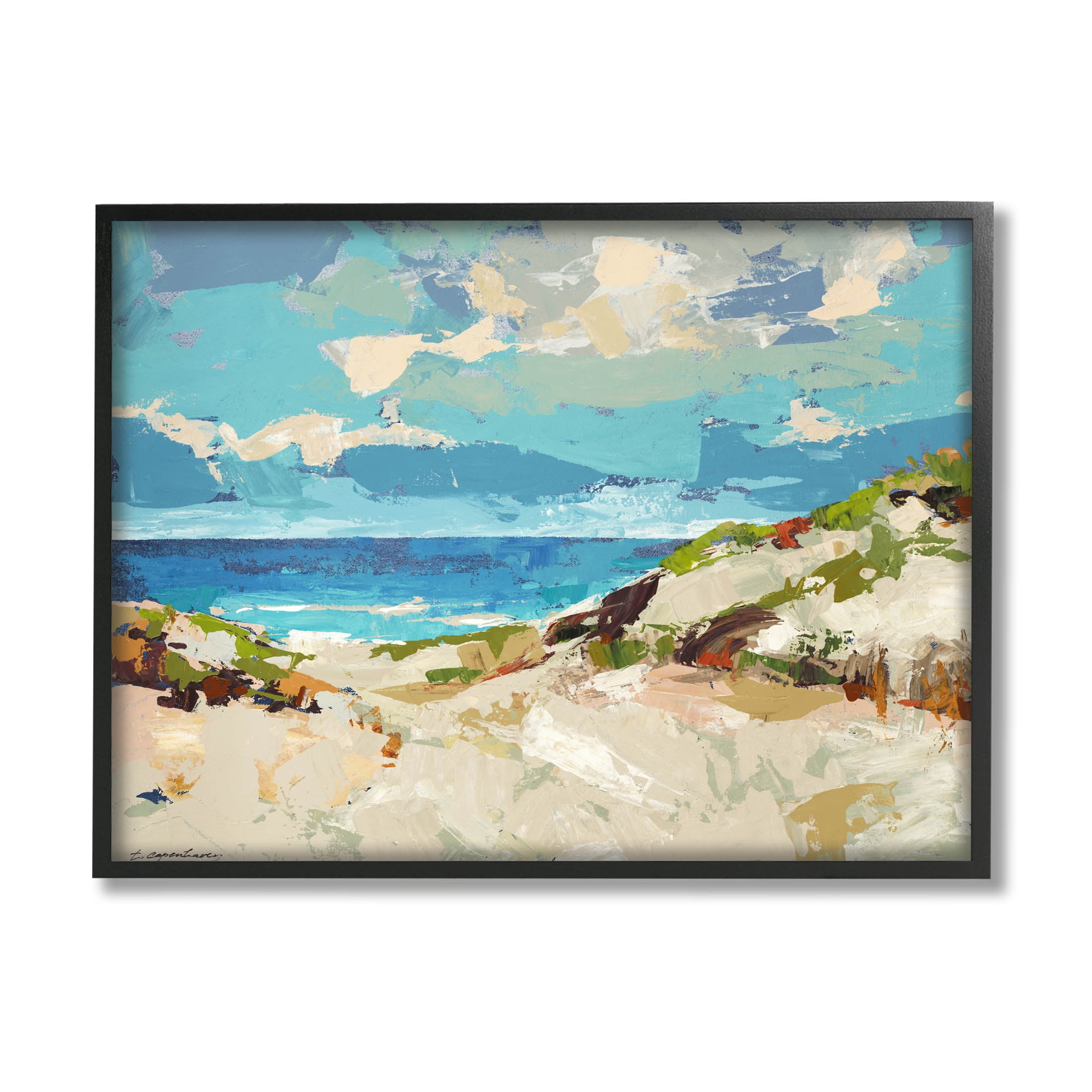 Abstract Beach Sky Landscape Landscape Painting Black Framed Art Print Wall Art