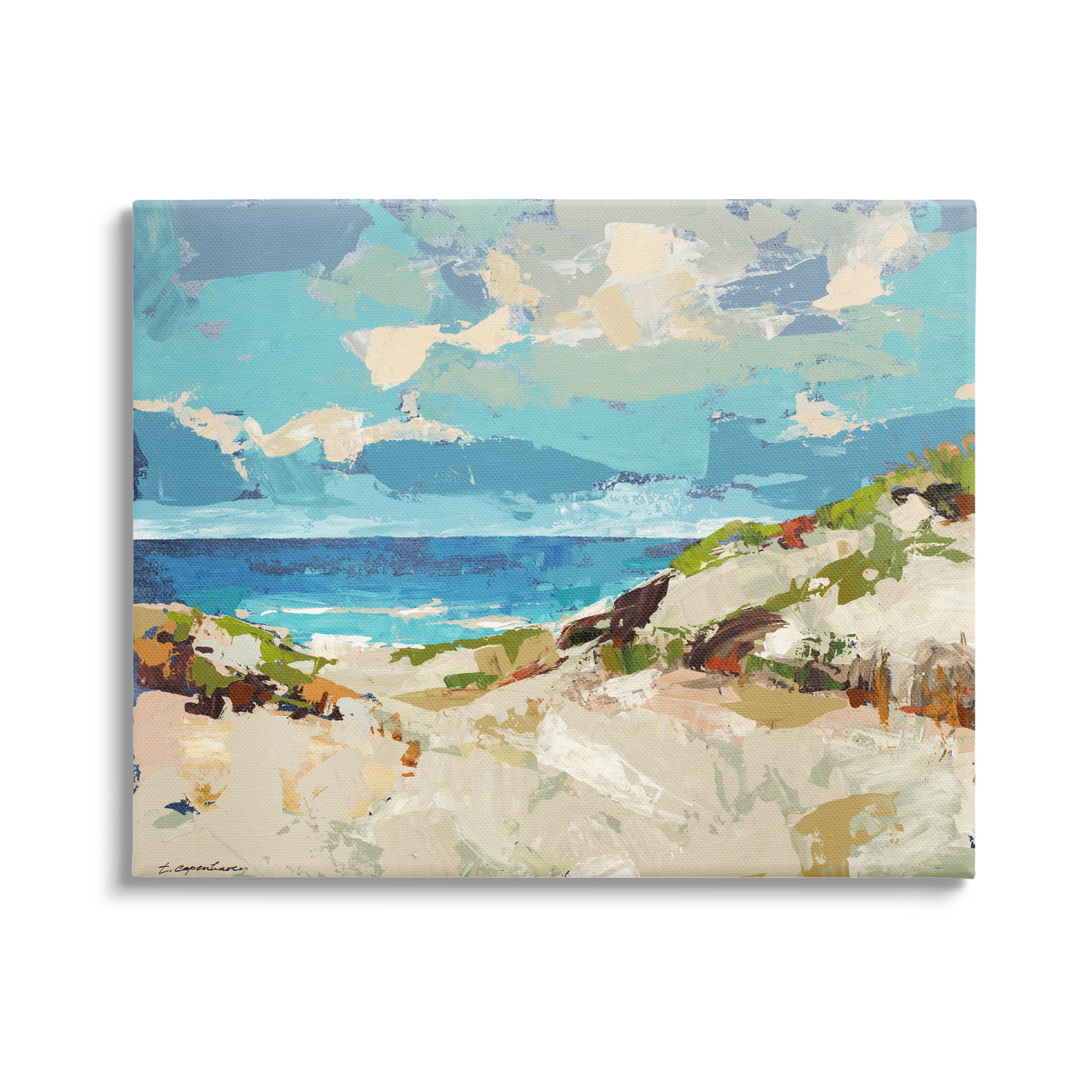 Abstract Beach Sky Landscape Landscape Painting Gallery Wrapped Canvas Print Wall Art