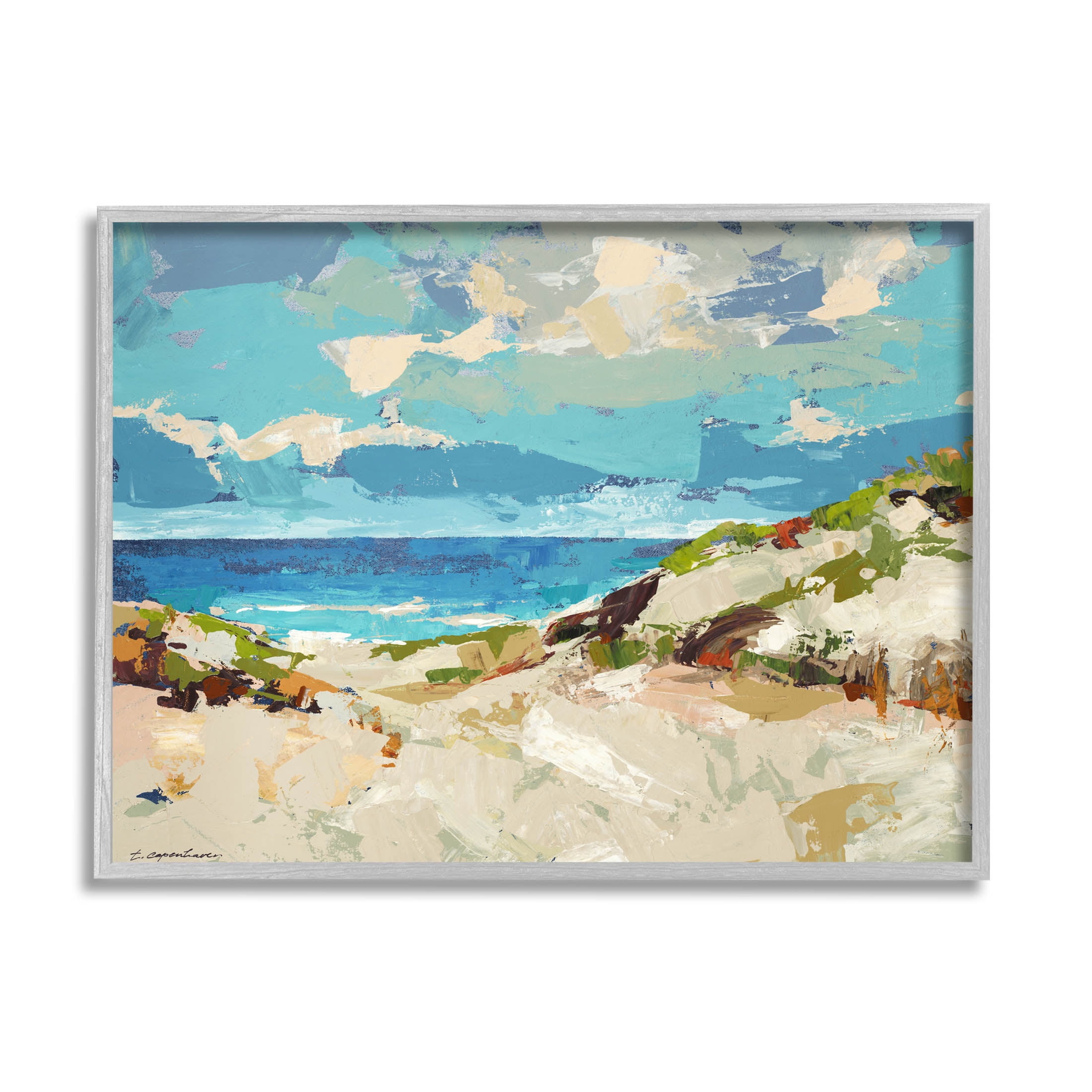 Abstract Beach Sky Landscape Landscape Painting Gray Framed Art Print Wall Art