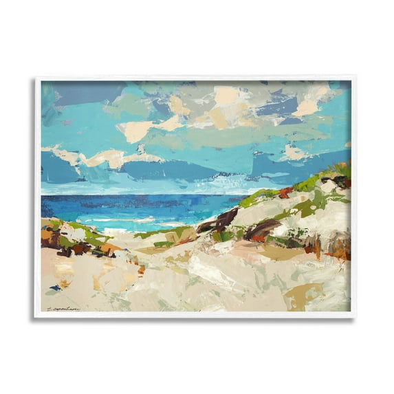 Abstract Beach Sky Landscape Landscape Painting White Framed Art Print Wall Art