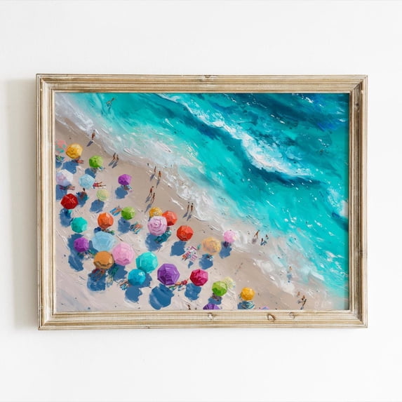 Abstract Beach Umbrella Summer Wall Art, Unframed Canvas Size 16x24 ...