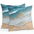 thumbnail image 1 of Abstract Beach Wave Outdoor Pillow Covers Pack of 2 Watercolor Blue Ocean Sand Waterproof Throw Pillow Covers Decorative Cushion Cases for Patio Garden Tent Balcony Couch 24x24 inch, 1 of 8
