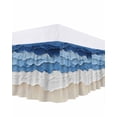 thumbnail image 1 of Abstract Beach Wave Ruffle Bed Skirt California King Size Watercolor Blue Modern Art Adjustable Elastic Dust Bed Skirts Wrap Around Bedskirt Wrinkle Free Easy Fit with 18 Inch Drop, 1 of 8