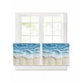 thumbnail image 1 of Abstract Beach Wave Short Blackout Curtains 30 Inch Long Watercolor Blue Ocean Decor Rod Pocket Kitchen Curtains, 2 Panels Thermal Insulated Room Darkening Drapes for Bedroom, 42"W x 30"L, 1 of 5