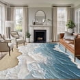 thumbnail image 1 of Abstract Beach Wave Washable Living Room Rugs 5'x7', Blue Watercolor Modern Art Low Pile Throw Large Area Rugs Non-Slip Sturdy Edge Binding Carpet for Dining Room Bedside Kitchen, 1 of 9