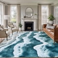 thumbnail image 1 of Abstract Beach Wave Washable Living Room Rugs 5'x7', Watercolor Blue Ocean Low Pile Throw Large Area Rugs Non-Slip Sturdy Edge Binding Carpet for Dining Room Bedside Kitchen, 1 of 9