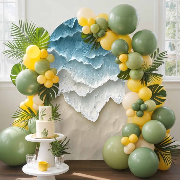Abstract Beach Waves Arch Backdrop Cover, 6FT, Watercolor Blue Ocean Sand Spandex Arch Covers Double-Sided Backdrop for Wedding Birthday Party Photo Background Decoration