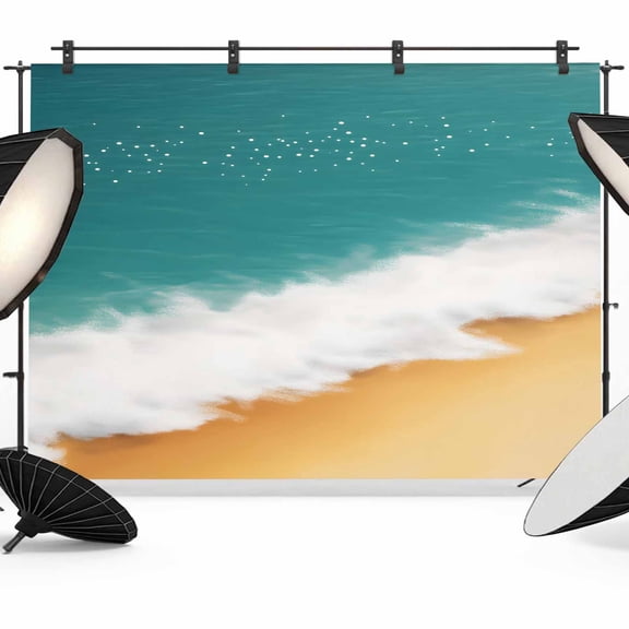 Abstract Beach Waves Backdrop for Photography, Blue Yellow Sand Photo Backdrop Portrait Background Party Banner Photo Backgrounds for Studio Booth Props, 7x5ft