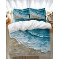thumbnail image 1 of Abstract Beach Waves Bedding Duvet Cover Set Twin Size 4 Pieces Watercolor Blue Ocean Bedding Set with Zipper Closure, 1 Comforter Cover 68x86 Inches 1 Flat Sheet & 2 Pillow Cases, 1 of 7