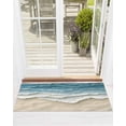 thumbnail image 1 of Abstract Beach Waves Front Door Mat Watercolor Blue Ocean Sand Welcome Doormat Indoor Outdoor Entrance Floor Mat Non-Slip Washable Runner Rug for Front Porch Decor 18x47 Inch, 1 of 6