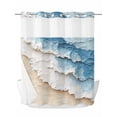 thumbnail image 1 of Abstract Beach Waves No Hook Shower Curtain and Liner Set Watercolor Blue Ocean Decor Shower Curtains with Snap-in Liner & See Through Top Window Hotel Style for Bathroom Decor 66x72 Inch, 1 of 8