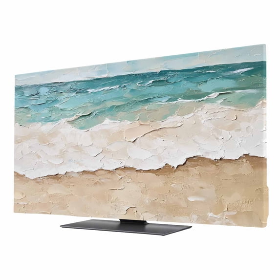 Abstract Beach Waves TV Dust Cover 24 Inch, Retro Watercolor Blue Ocean ...