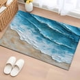 thumbnail image 1 of Abstract Beach Waves Washable Small Entryway Area Rugs 2'x3', Watercolor Blue Ocean Low Pile Throw Rug Non-Slip Sturdy Edge Binding Carpet for Front Door Floor Room Entry, 1 of 9