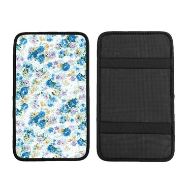 Abstract Beautiful Floral Car Arm Rest Cover Mat Universal Leather Center Console Protecti
