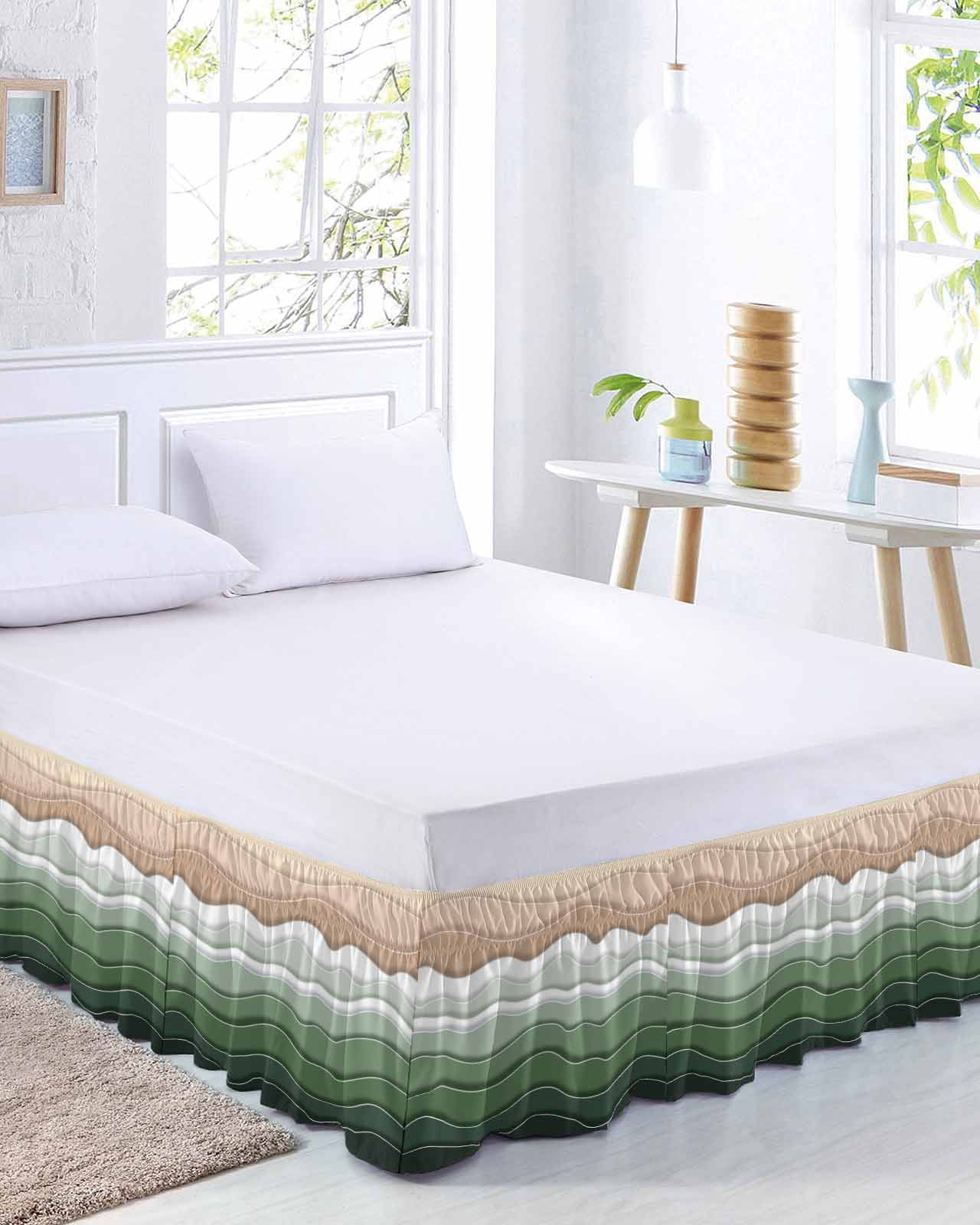 Abstract Bed Skirt King Size 16 Inch Drop, Sage Green Brown Gradient ...