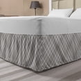 thumbnail image 1 of Abstract Bed Skirt, Plaid Design Strokes with Geometric Details Vintage Feels, Elastic Bedskirt Dust Ruffle Wrap Around for Bedding Decor, 4 Sizes, Dimgray Pale Grey, by Ambesonne, 1 of 2