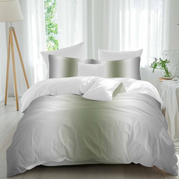 Abstract Bedding Duvet Cover Set Full Size 4 Pieces, Dark Gray Seaweed Rate Gradient Ombre Bedding Set with Zipper Closure, 1 Comforter Cover 86x90 Inches 1 Flat Sheet & 2 Pillow Cases