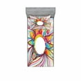 thumbnail image 1 of Abstract Bedding Set with Sheet & Covers, Absurd Vector Smoky Wavy Floral Design Rainbow Alike Stripes and Lines Print, Printed Bedroom Decor 2 Shams, 4 Sizes, Multicolor, by Ambesonne, 1 of 3