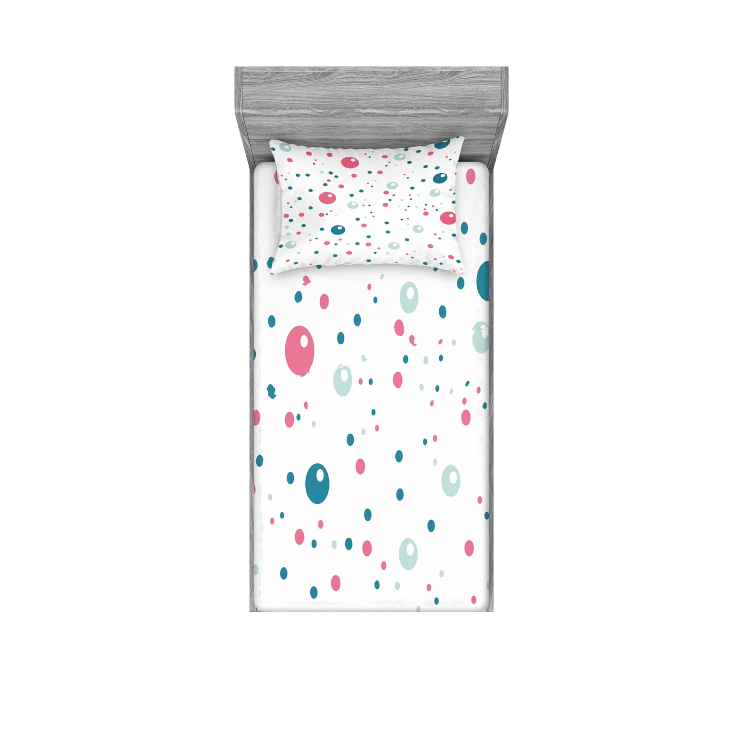 Twin XL White Microfiber Polka Dot Sheet Set