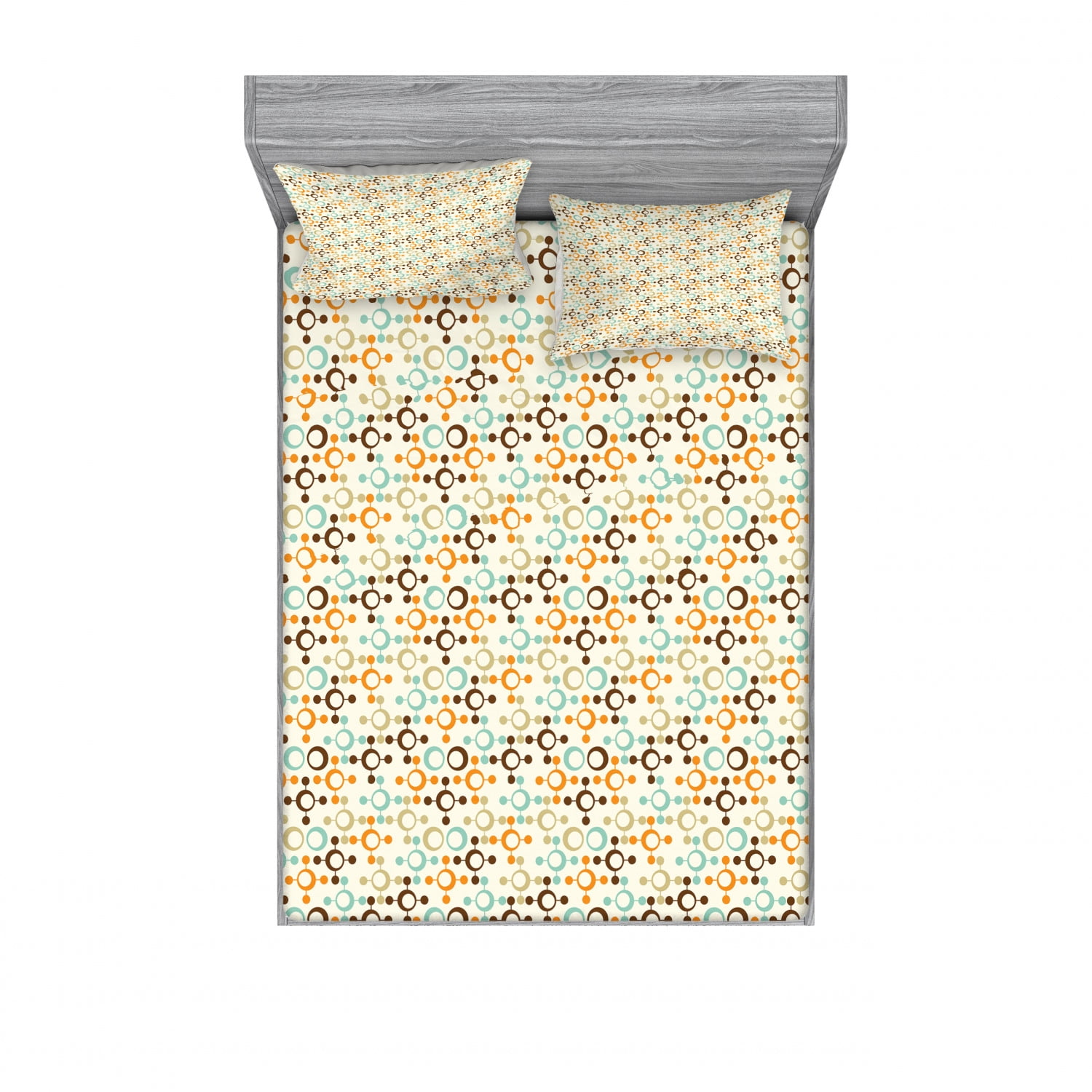 Full Size White and Orange Microfiber Abstract Print Sheet Set