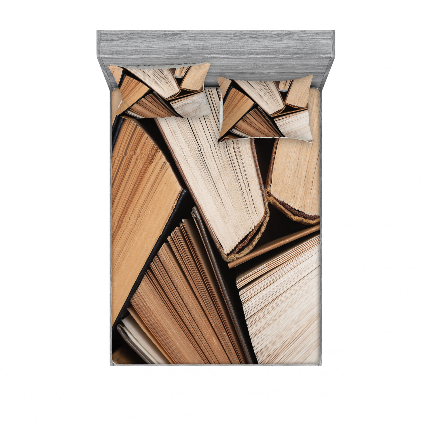 Abstract Bedding Set with Sheet & Covers, Pile of Old Books Research