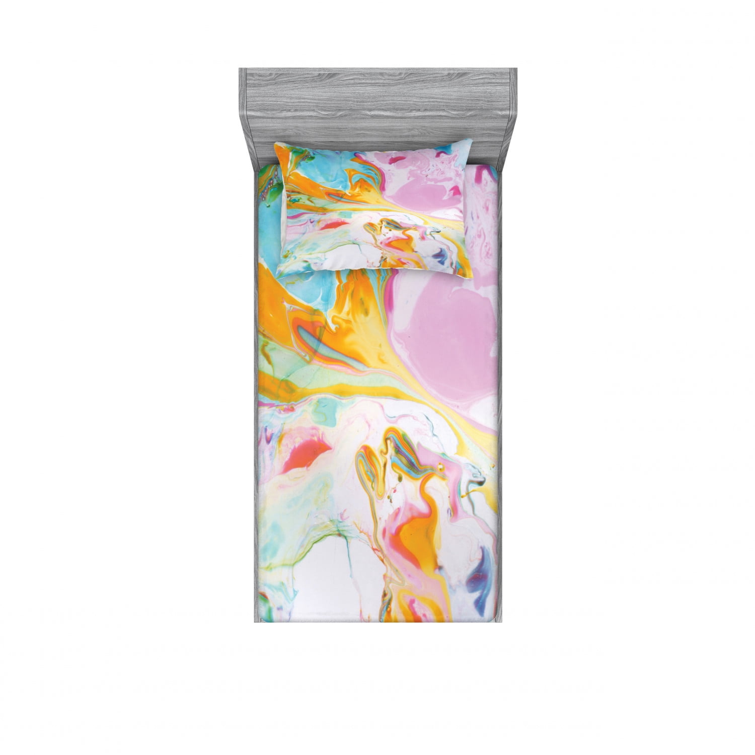 Twin Pink and Yellow Abstract Microfiber Sheet Set