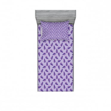 Abstract Bedding Set with Sheet & Covers, Repeating Pattern of Flower Seeds in Purple Tones Agriculture Design, Printed Bedroom Decor 2 Shams, 4 Sizes, Lilac Purple Magenta, by Ambesonne