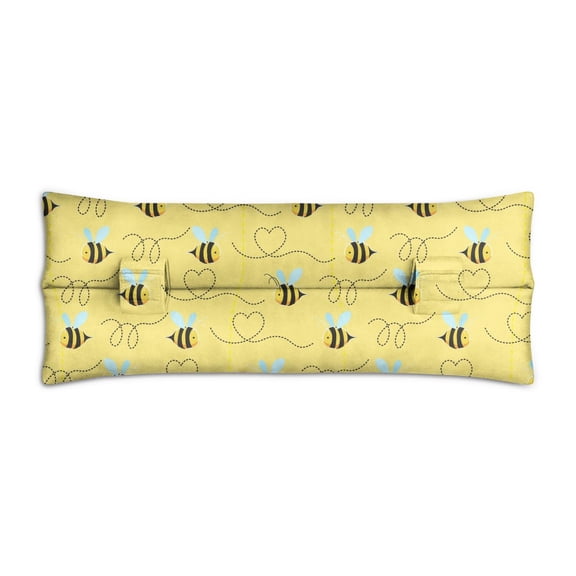 Abstract Bee and Flower Seatbelt Pillow for Post-Surgery Protection - Mastectomy Breast Cancer Heart Surgery Recovery Cushion - Soft Car Travel Pillow with Honeycomb Print