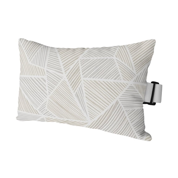 Abstract Beige Cream Outdoor Pillows for Chaise Lounge Chair Waterproof Lumbar Pillows with Insert&Adjustable Elastic Strap Beach Headrest Pillow Geometric Line Triangle Pillow for Patio Pool 11"x16"