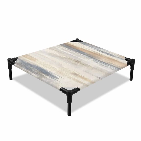 Abstract Beige Elevated Dog Bed, Blue Gradient Mottled Texture Modern Art Cooling Breathable Outdoor Raised Dog Cot Bed with Metal Frame Non-Slip Feet for Small Dog 20x20in