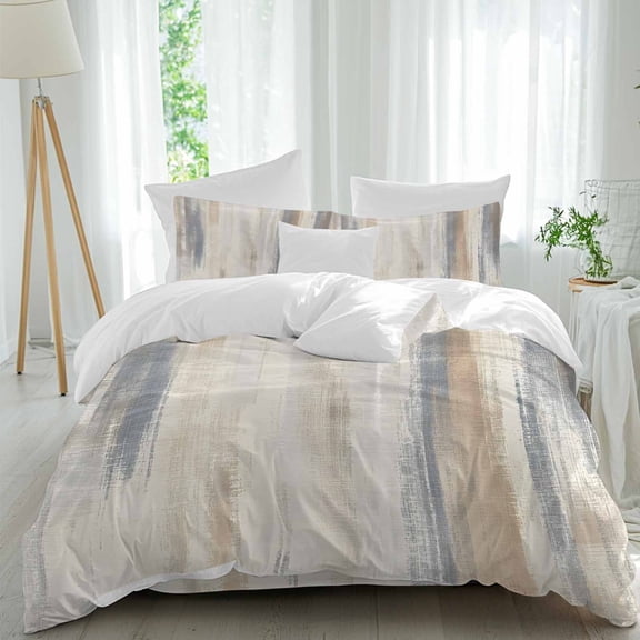 Abstract Beige Full Size Comforter Set, Blue Gradient Mottled Texture Modern Art Bedding for All Seasons, 4 Pcs Bed Set, 1Quiltcover (86"x86") ,1Sheet(80"x116"), 2Pillowcases (30"x20")