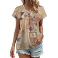 thumbnail image 1 of Abstract Beige Geometric Pattern Women's Blouse Short Sleeve Women's Top T-Shirt Spring Summer Clothes, 1 of 7