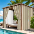 thumbnail image 1 of Abstract Beige Striped Outdoor Curtains for Patio, Modern Vertical Stripes White Cream Lines Waterproof Outside Curtains Privacy Blackout Curtain for Porch Pergola Cabana, 2 Panel 54W x 95L Inch, 1 of 9