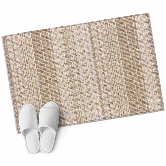 Abstract Beige Washable Small Entryway Area Rugs 2'x3', Rustic Farmhouse Minimalist Beige Vertical Striped Lines Low Pile Throw Rug Non-Slip Sturdy Edge Binding Carpet for Front Door Floor Room Entry