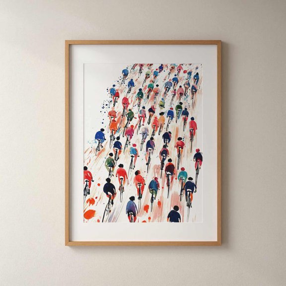 Abstract Bicycle Wall Art, Colorful Cycling Poster, Cyclist Decor Gift, Vintage Bike Illustration, Aesthetic Bike Riding Poster 8x12 – UNFRAMED