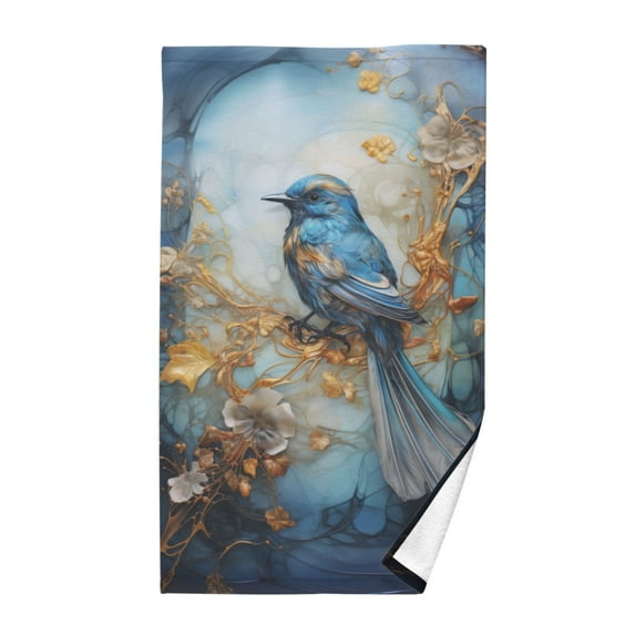 Abstract Birds on Tree Cotton Face Towels Soft Hand Towel Absorbent Bathroom Towel for Kitchen Hotel Decoration
