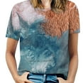 thumbnail image 1 of Abstract Birth Women'S T-Shirt Casual Short Sleeved Tops V-Neck Zipper Tee Ladies Loose T Shirts Abstract Art Watercolor Blue, 1 of 5