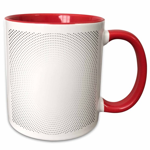 3drose, Abstract Black and White Dot Pattern Background, 11oz Two-tone Red Mug