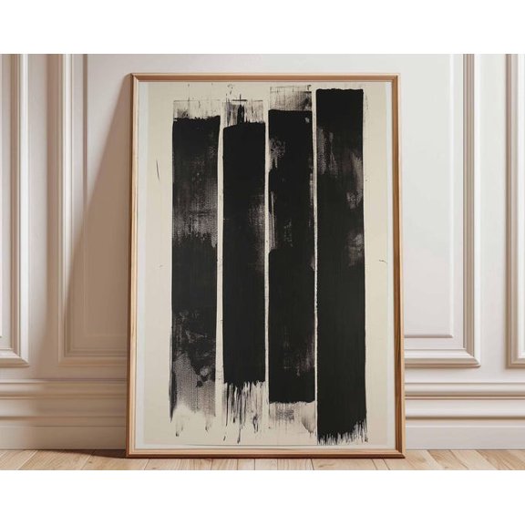 Abstract Black And White Minimalist Bold Vertical Stripes Contemporary Wall Art Print, Unframed Paper Poster 8x10in