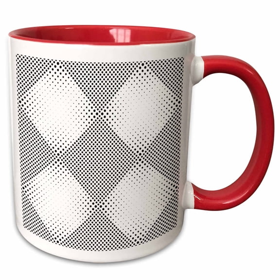 3drose, Abstract Black and White Seamless Dot Pattern Background, 11oz Two-tone Red Mug