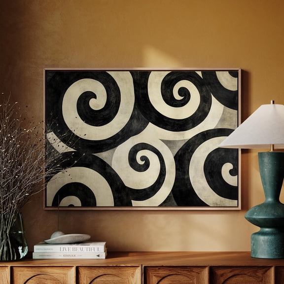 Abstract Black And White Spiral Pattern Artwork With Bold Contrast Wall Art, Modern Wall Decor, 8x12 UNFRAMED