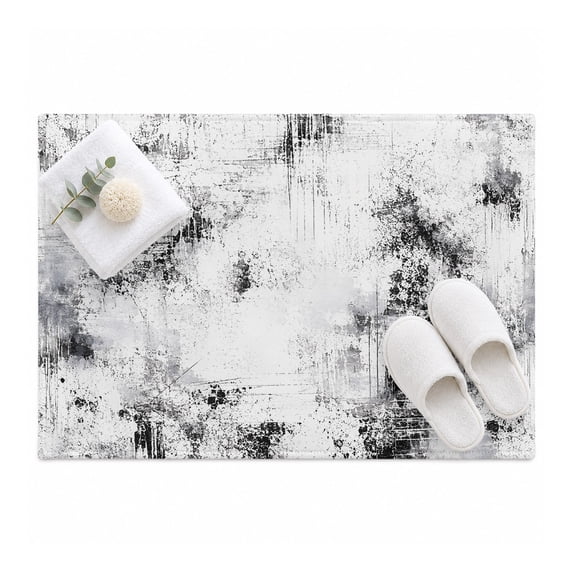 Abstract Black Area Rug 2'x3', Grey White Stroke Splatter Texture ...