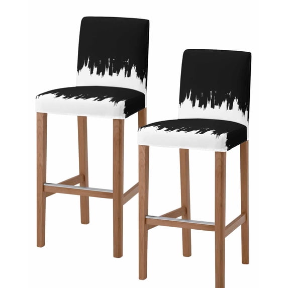 Abstract Black Bar Stool Covers Set of 2, Modern Minimalist Graffiti Artwork Stretch Washable Bar Chair Covers with Backs, Removable Pub Counter Height Chair Cover for Kitchen Dining Room Cafe