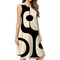 thumbnail image 1 of Abstract Black Beige Artwork Dress Loose Women'S Dress Beach Dresses With Pockets Dresses For Womens, 1 of 4