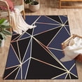 thumbnail image 1 of Abstract Black Blue Area Rug, Poly Design Rug, Geometric Rug, Abstract Rug, Gold Patterned Rug 5x6ft, 1 of 6