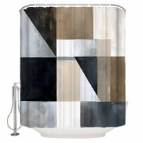 Abstract Black Brown White Shower Curtain Set ，Waterproof Fabric Shower Curtains Modern Art Brown Grey Shower Curtains for Bathroom,Bathroom Decor 36"x72"