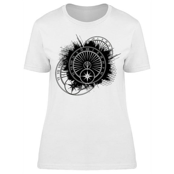 Abstract Black Clock T-Shirt Women -Image by Shutterstock, Female XX-Large