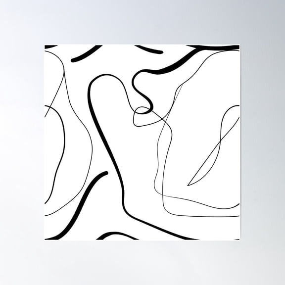 Abstract Black Curves Pattern Poster Wall Art, Modern Wall Decor For Living Room Bedroom, 8x12 UNFRAMED